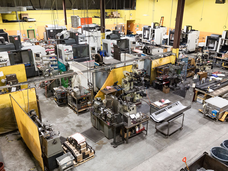 birds eye view of the Excell Solutions machine shop floor near Nashua, New Hampshire